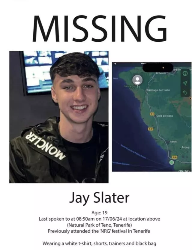 An appeal poster for Jay Slater, 19, who went missing during a holiday in Tenerife 