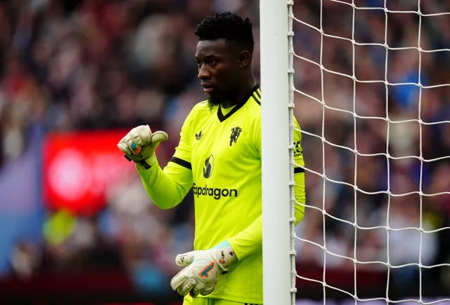 Andre Onana in goal for Manchester United