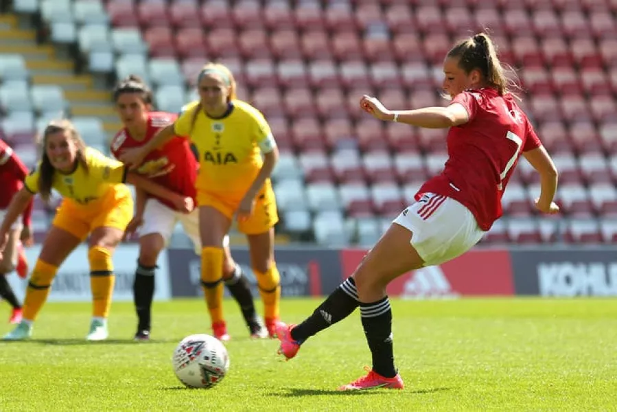 Ella Toone scored twice in a 4-1 WSL win over Tottenham to boost Manchester United's hopes of Champions League qualification