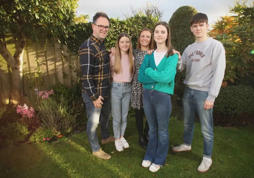 Lucy King (centre) with her mum Nicola, dad Richard, brother Thomas and sister Olivia (BHF Northern Ireland/PA)