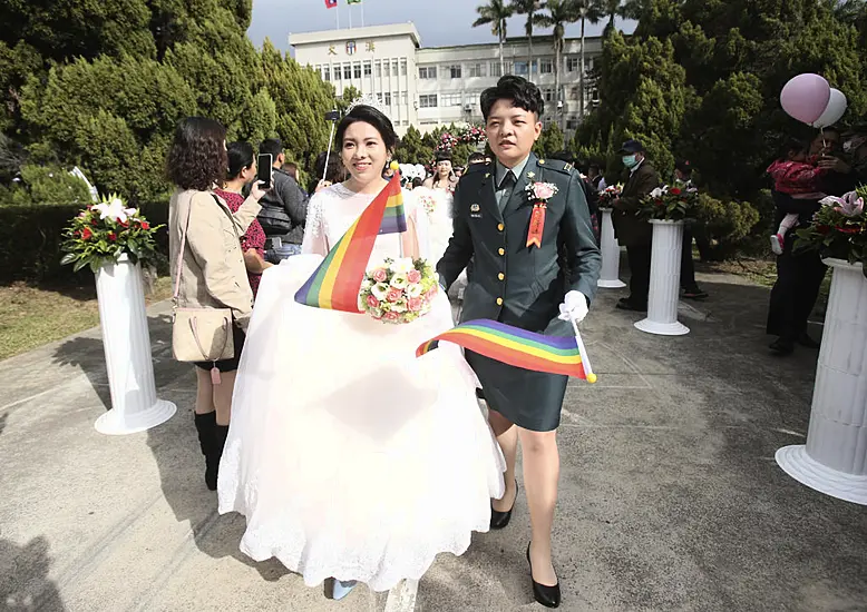 Two Same-Sex Couples Make History In Taiwan Military Mass Wedding