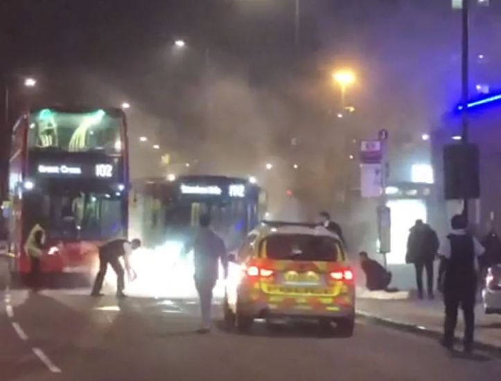 Footage Shows Man Lighting Fire After Car Crashes Into London Police Station