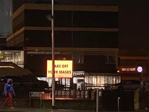 Anti-Mask Sign Removed From Old Dundrum Shopping Centre