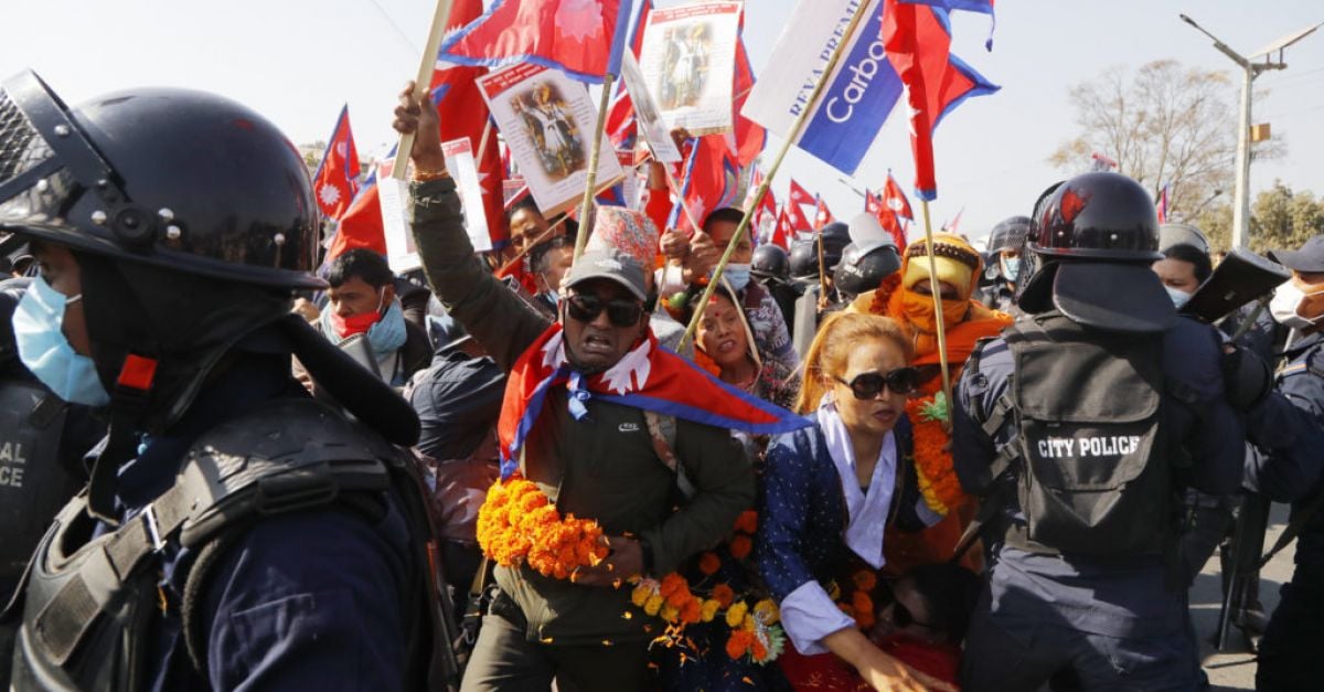 Riot police clash with protesters calling for return of Nepal’s monarchy