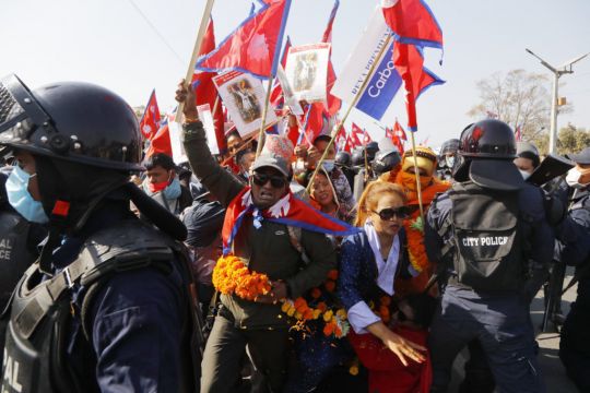 Riot Police Clash With Protesters Calling For Return Of Nepal’s Monarchy