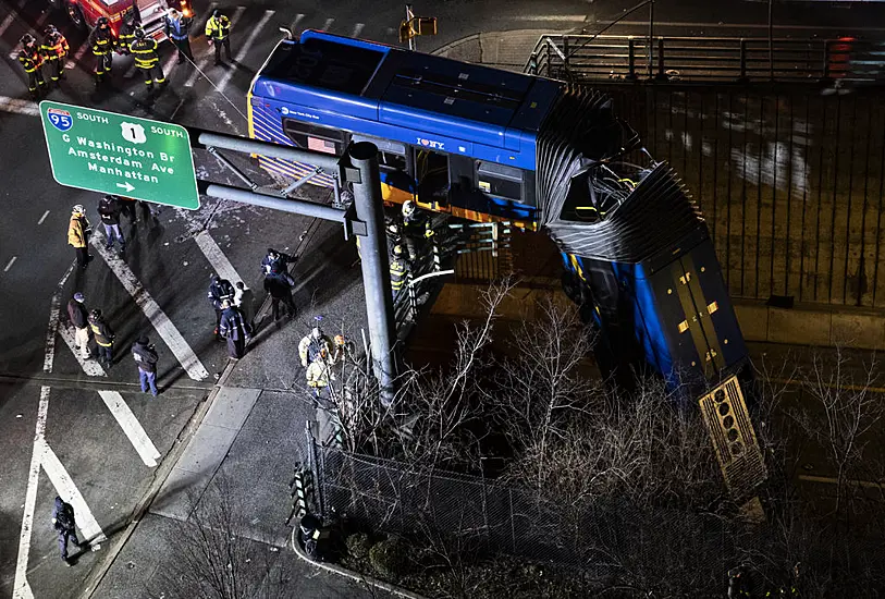 Bus Left Dangling From Overpass After New York Crash