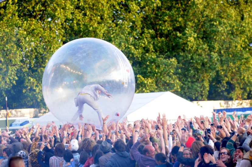 Flaming Lips Stage Concert With Audience Members Inside Giant Bubbles