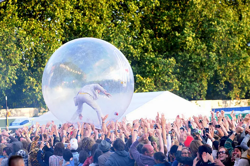 Flaming Lips Stage Concert With Audience Members Inside Giant Bubbles