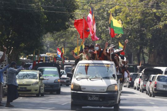 Supporters Of Myanmar’s Military Celebrate Takeover