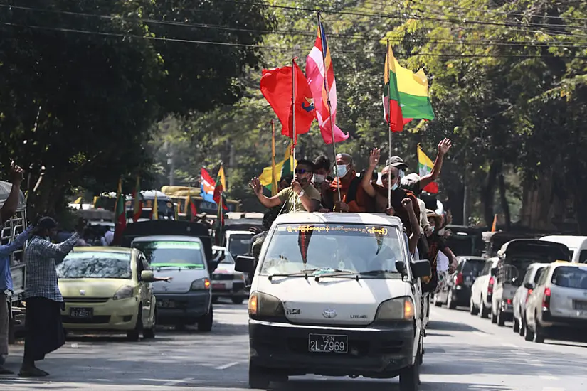 Supporters Of Myanmar’s Military Celebrate Takeover