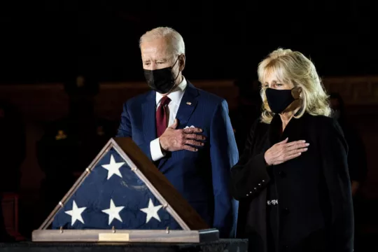 Biden And Harris Pay Respects To Capitol Officer Killed In Riot