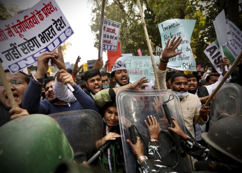 Supporters Of Protesting Indian Farmers Scuffle With Police