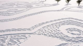 Finns In Snowshoes Create Golf Course Artwork