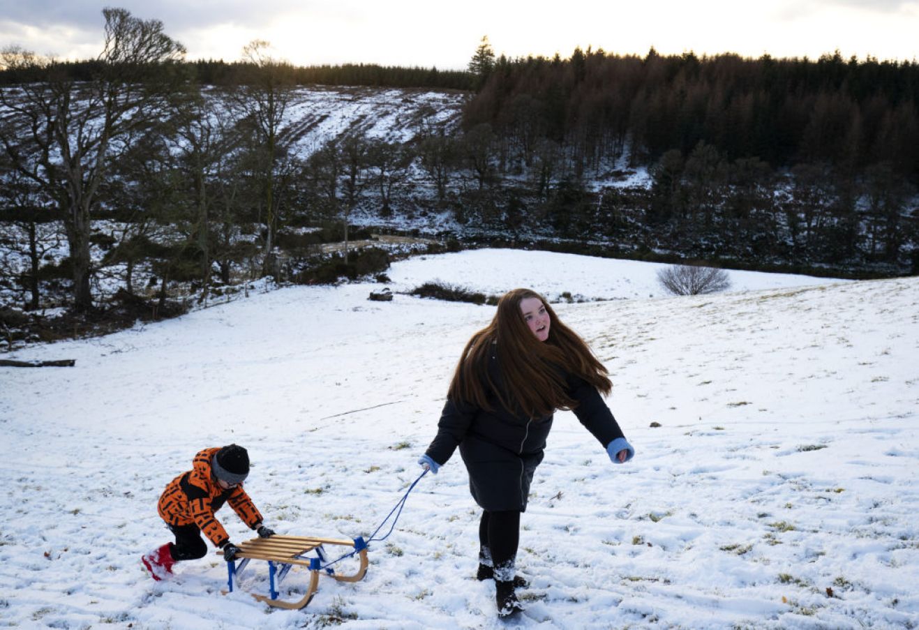 Emmie Mills (10) And Alex Lawrence (8) Enjoy The Snow In The Wicklow Mountains. Photo: Pa Images.