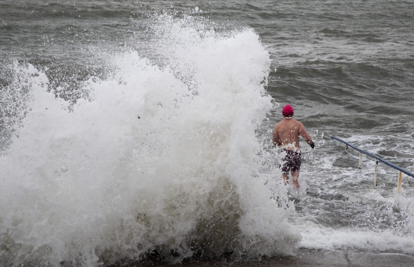 Patrick Finlay Enters The Sea At Seapoint In Dublin. Photo: Pa Images.