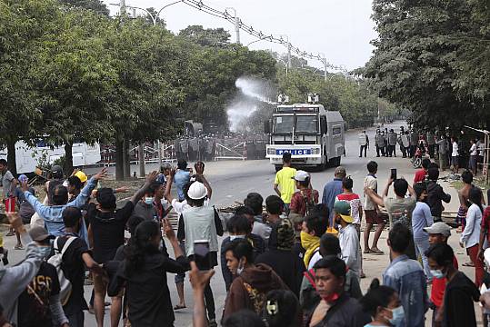 Myanmar Security Forces Use Tear Gas And Rubber Bullets On Anti-Coup Protesters