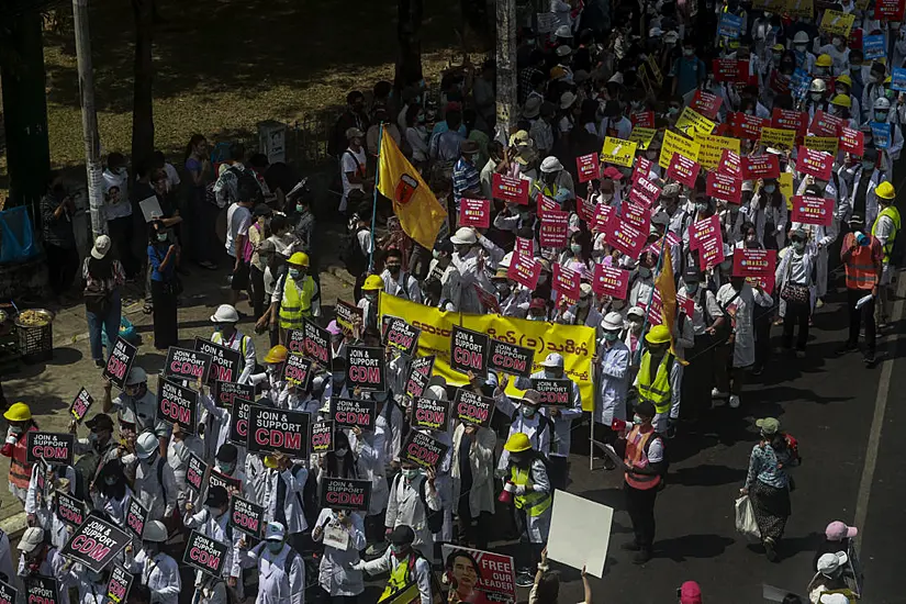 Pro-Military Marchers Attack Anti-Coup Protesters In Myanmar