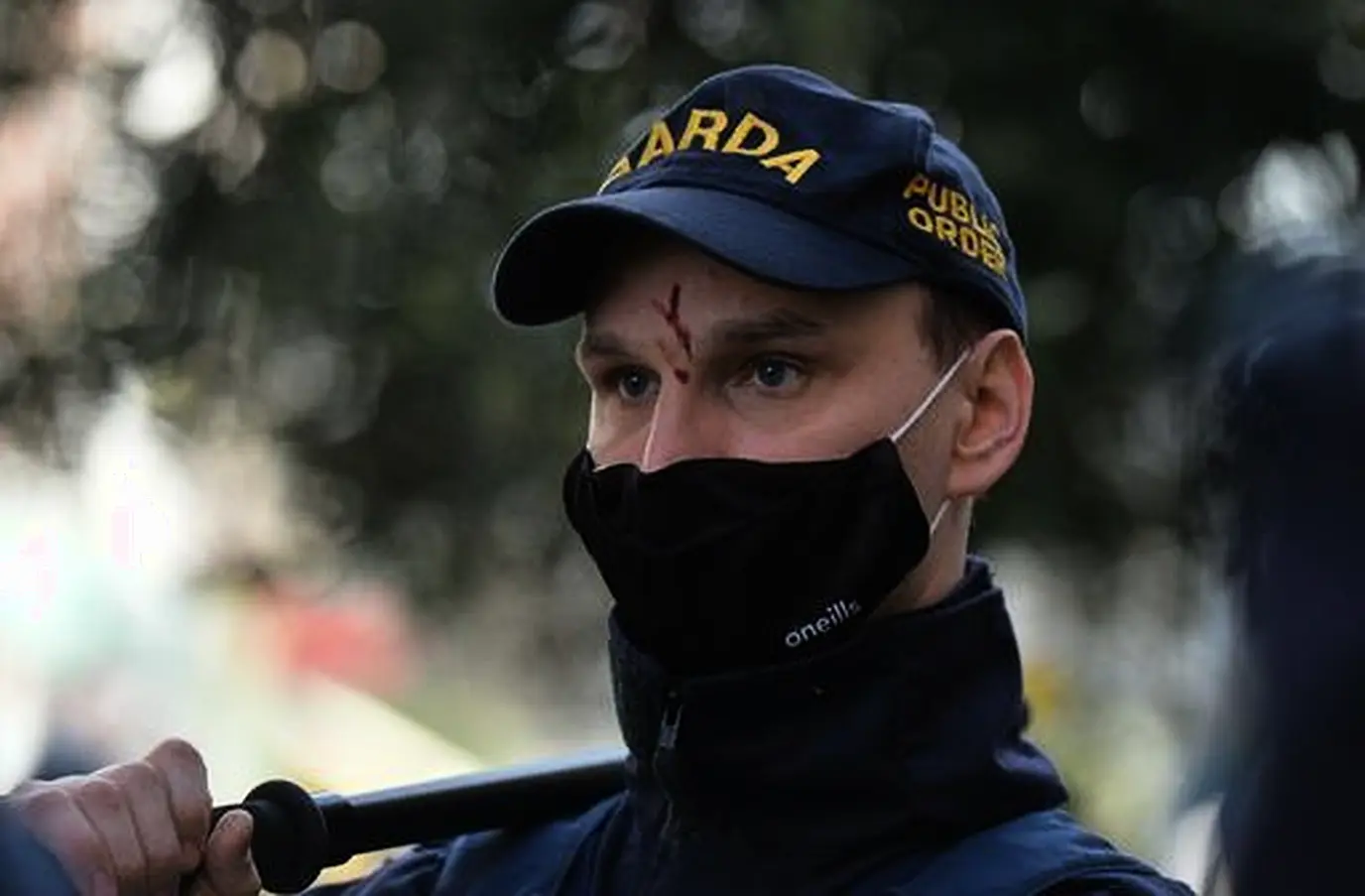 Garda Officer Seen During Anti-Lockdown Protest On Grafton Street, Dublin, During Level 5 Covid-19 Lockdown. On Saturday, Fabruary 27, 2021, In Dublin, Ireland. (Photo By Artur Widak/Nurphoto)
