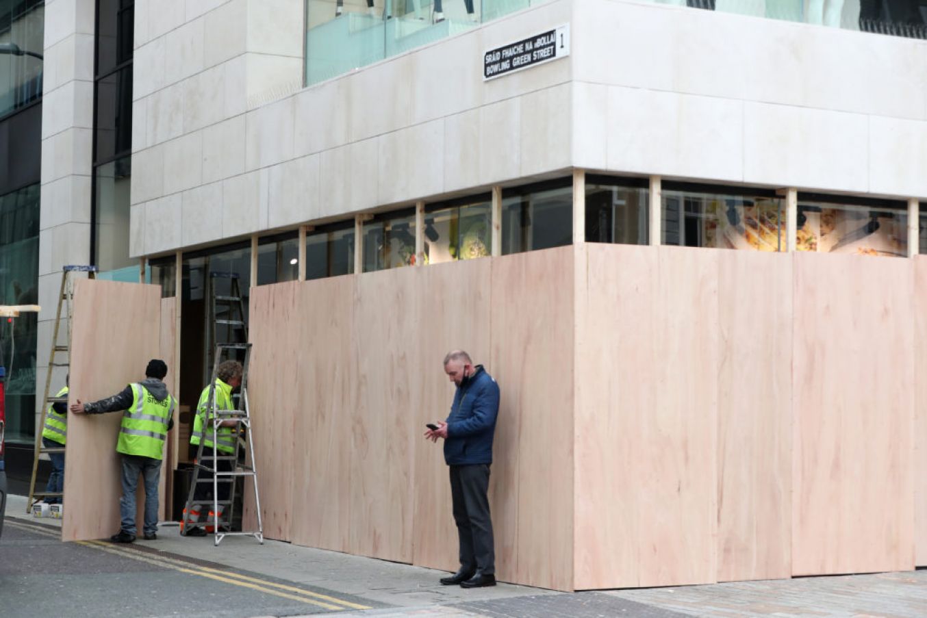 A Store In Cork Boards Up Its Windows Ahead Of The Demonstration. Photo: Pa Images.