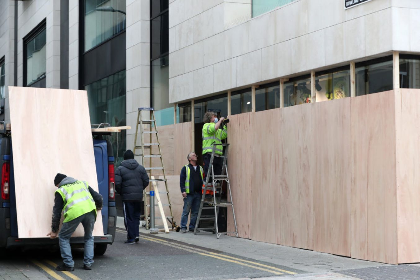 A Store In Cork Boards Up Its Windows Ahead Of The Demonstration. Photo: Pa Images.