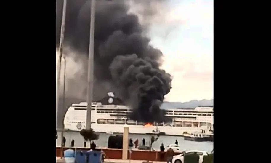 Fire Breaks Out On Cruise Liner In Corfu