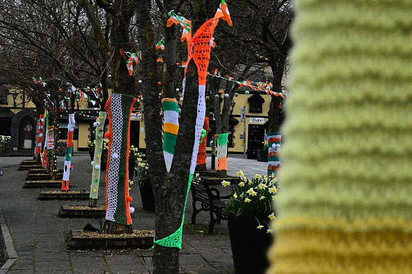 Knitters Yarn Bomb Dunboyne Village For St Patrick's Day