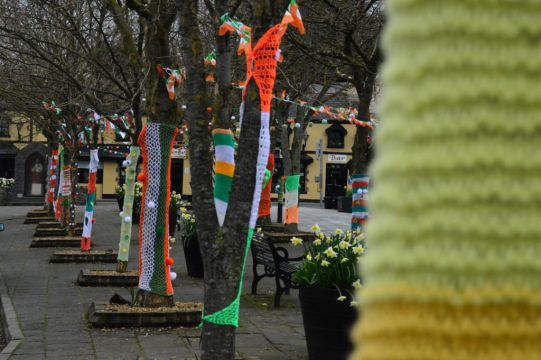Knitters Yarn Bomb Dunboyne Village For St Patrick's Day