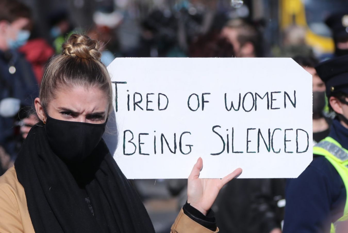 Demonstrators During A Protest In Dublin In Remembrance Of Sarah Everard And In Protest Of Violence Against Women. Photo: Pa Images.