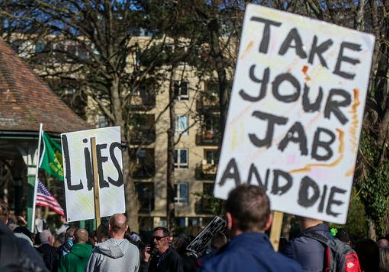 Anti-Lockdown Protesters Gather At Herbert Park In Dublin. Picture Date: Wednesday March 17, 2021.