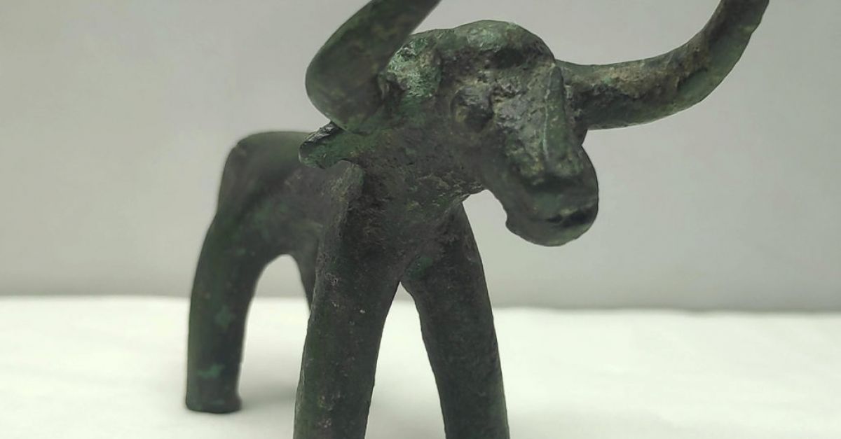 Ancient bronze figurine of bull uncovered in southern Greece