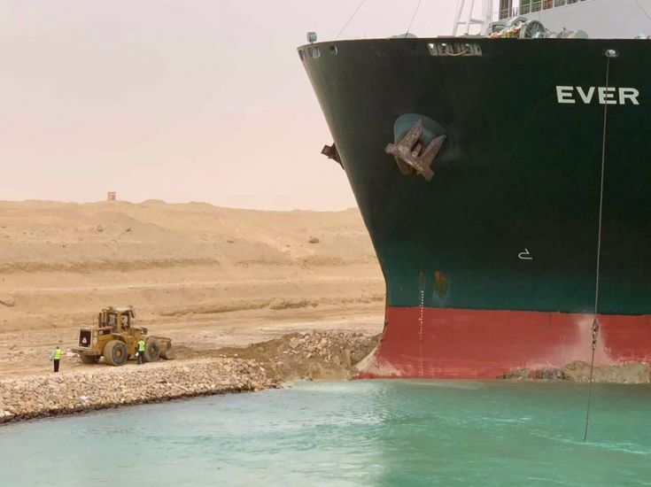 Suez Canal Blocked After Large Cargo Ship Turns Sideways