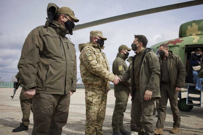 Ukraine’s President Visits Conflict Zone In East Of Country