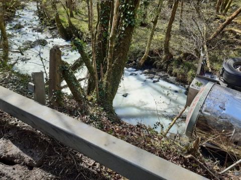 River Turns White With Milk After Tanker Accident In Wales