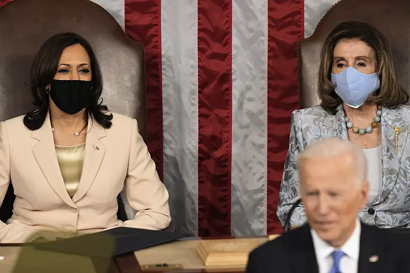 Landmark Moment For Kamala Harris And Nancy Pelosi During Joe Biden Speech