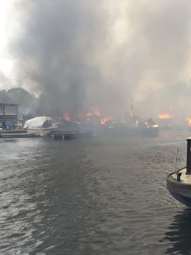 Dozens Of Firefighters Tackle Blaze On Island In River Thames