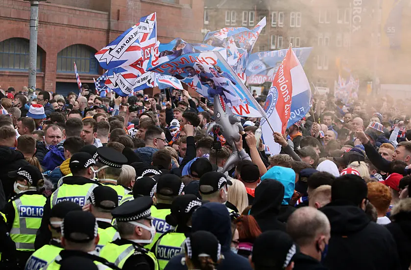 Police Urge Rangers Fans To Leave After Thousands Arrive At Ibrox Stadium