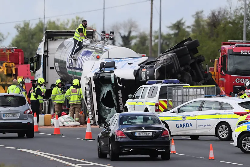 Motorway Delays After Milk Lorry Overturns