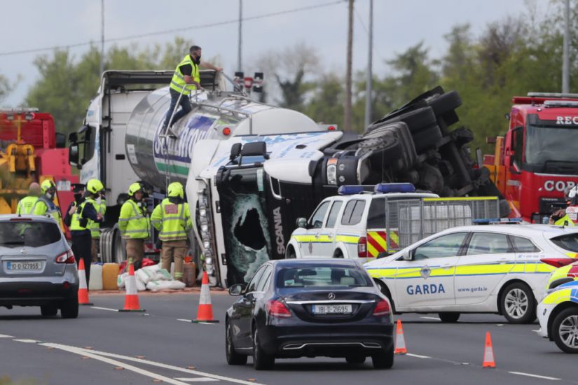Motorway Delays After Milk Lorry Overturns