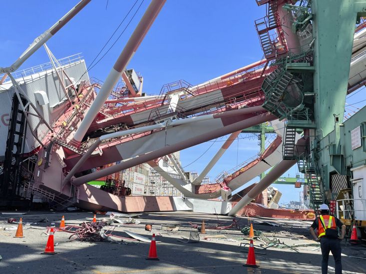 Ship Sends Massive Crane Crashing Down After Collision At Taiwanese Port