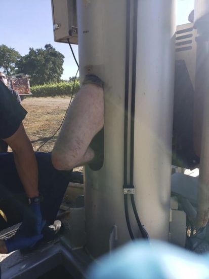 Us Firefighters Rescue Man Stuck Inside Vineyard Fan