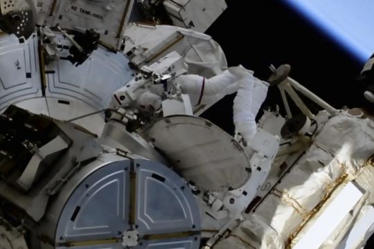 Spacewalking Astronauts Tackle Solar Panel Work