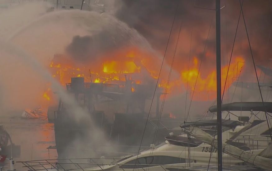 16 Boats Engulfed By Fire In Hong Kong Typhoon Shelter