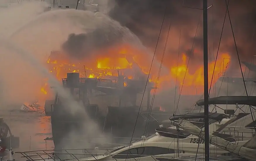 16 Boats Engulfed By Fire In Hong Kong Typhoon Shelter