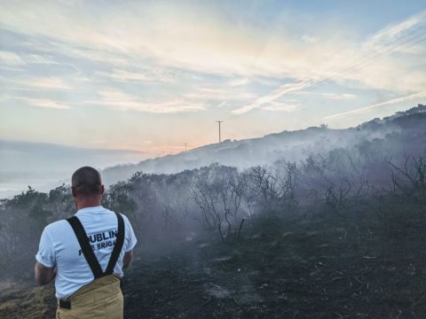 Dublin Fire Brigade Tackling Wildfire In Howth