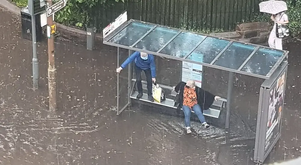 Trains Halted And Rain Seeps Into New Shopping Centre Amid Edinburgh Flooding