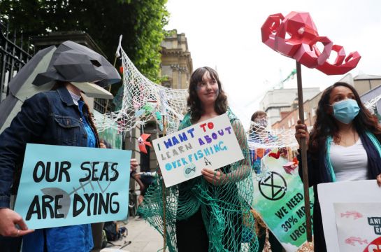 Protest Outside Leinster House Calling For Action To Protect Irish Seas