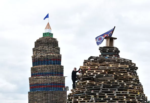 Northern Ireland's Largest Eleventh Night Bonfire Towers Above Larne