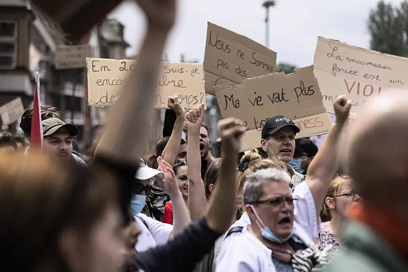 Thousands Protest Against Vaccinations And Covid Passes In France