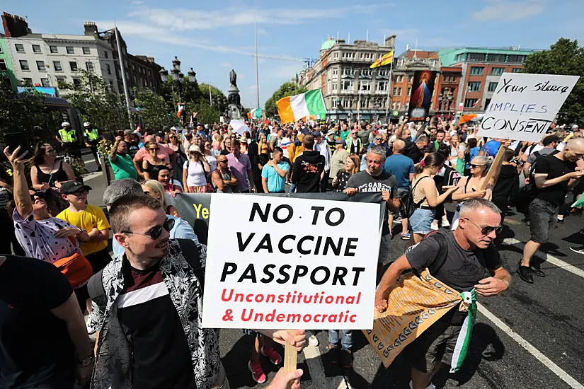 Anti-Vaccine Protests Take Place In Dublin And Belfast