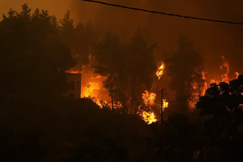 Massive Forest Fire Burns In Greece For Seventh Day